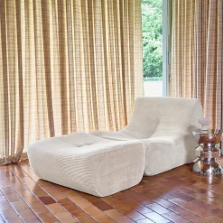 Módulo para sofá modular com apoio para os pés em veludo canelado, 1 lugar