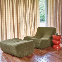 Módulo para sofá modular com apoio para os pés em veludo canelado, 1 lugar