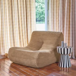 Módulo para sofá modular com apoio para os pés em veludo canelado, 1 lugar