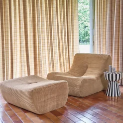 Módulo para sofá modular com apoio para os pés em veludo canelado, 1 lugar