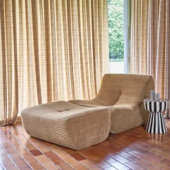 Módulo para sofá modular com apoio para os pés em veludo canelado, 1 lugar
