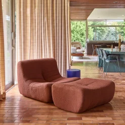 Módulo para sofá modular com apoio para os pés em tecido bouclé, 1 lugar