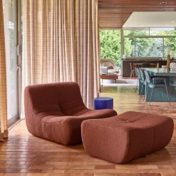 Módulo para sofá modular com apoio para os pés em tecido bouclé, 1 lugar