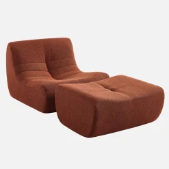 Módulo para sofá modular com apoio para os pés em tecido bouclé, 1 lugar