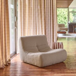 Módulo para sofá modular com apoio para os pés em tecido bouclé, 1 lugar
