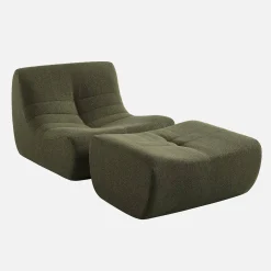 Módulo para sofá modular com apoio para os pés em tecido bouclé, 1 lugar