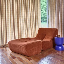 Módulo para sofá modular com apoio para os pés em veludo canelado, 1 lugar