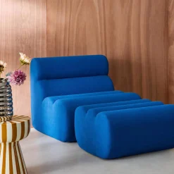 Módulo para sofá modular com apoio para os pés em tecido, 1 lugar