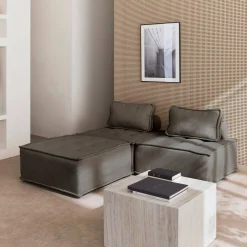 Módulo para sofá modular em tecido alcochoado, conjunto de 3