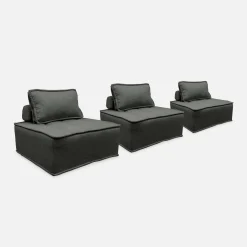 Módulo para sofá modular em tecido alcochoado, conjunto de 3