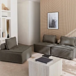 Módulo para sofá modular em tecido alcochoado, conjunto de 3