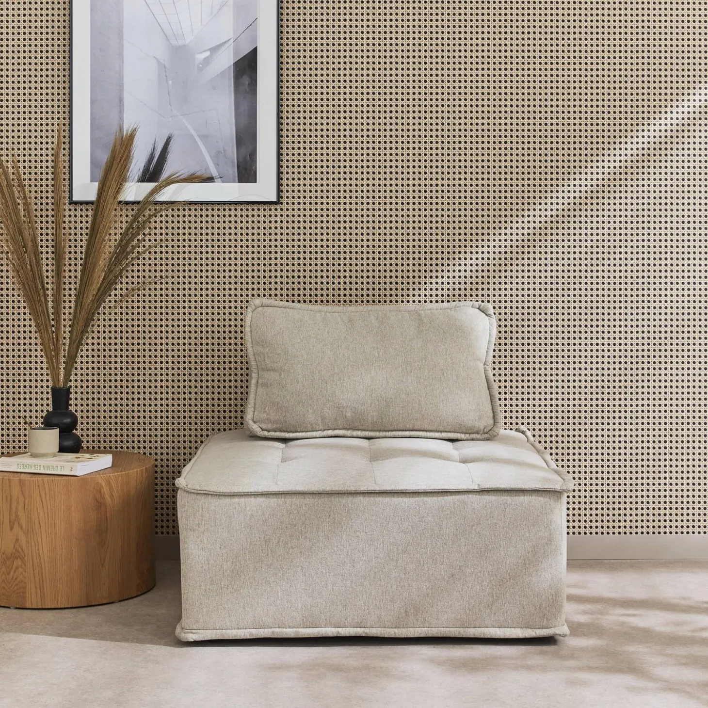 Módulo para sofá modular em tecido estofado