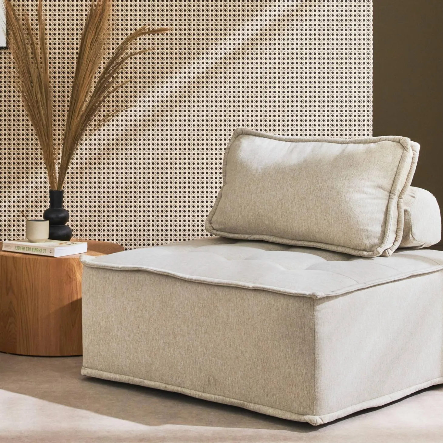 Módulo para sofá modular em tecido estofado