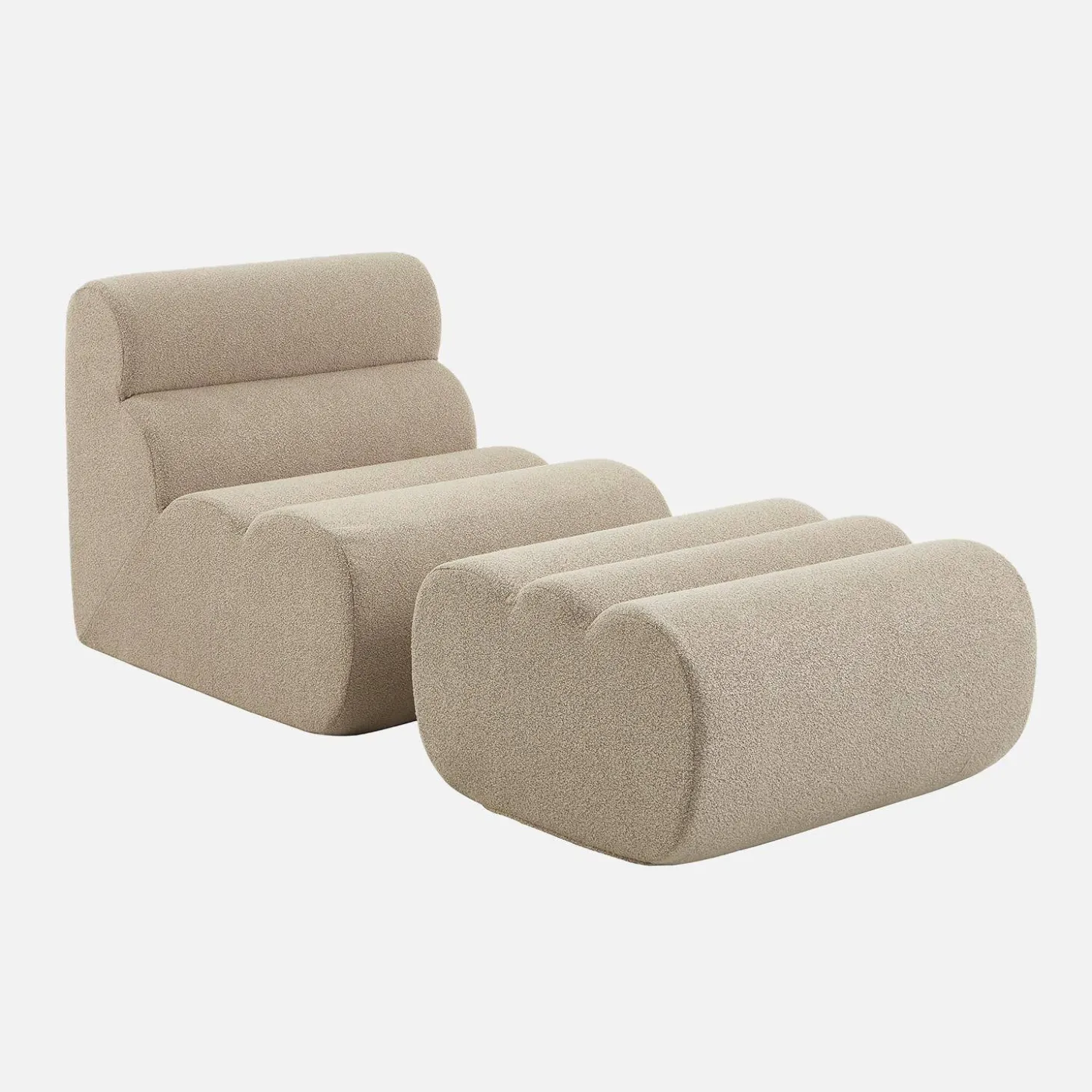 Módulo para sofá modular em tecido bouclé com apoio para os pés, 1 lugar