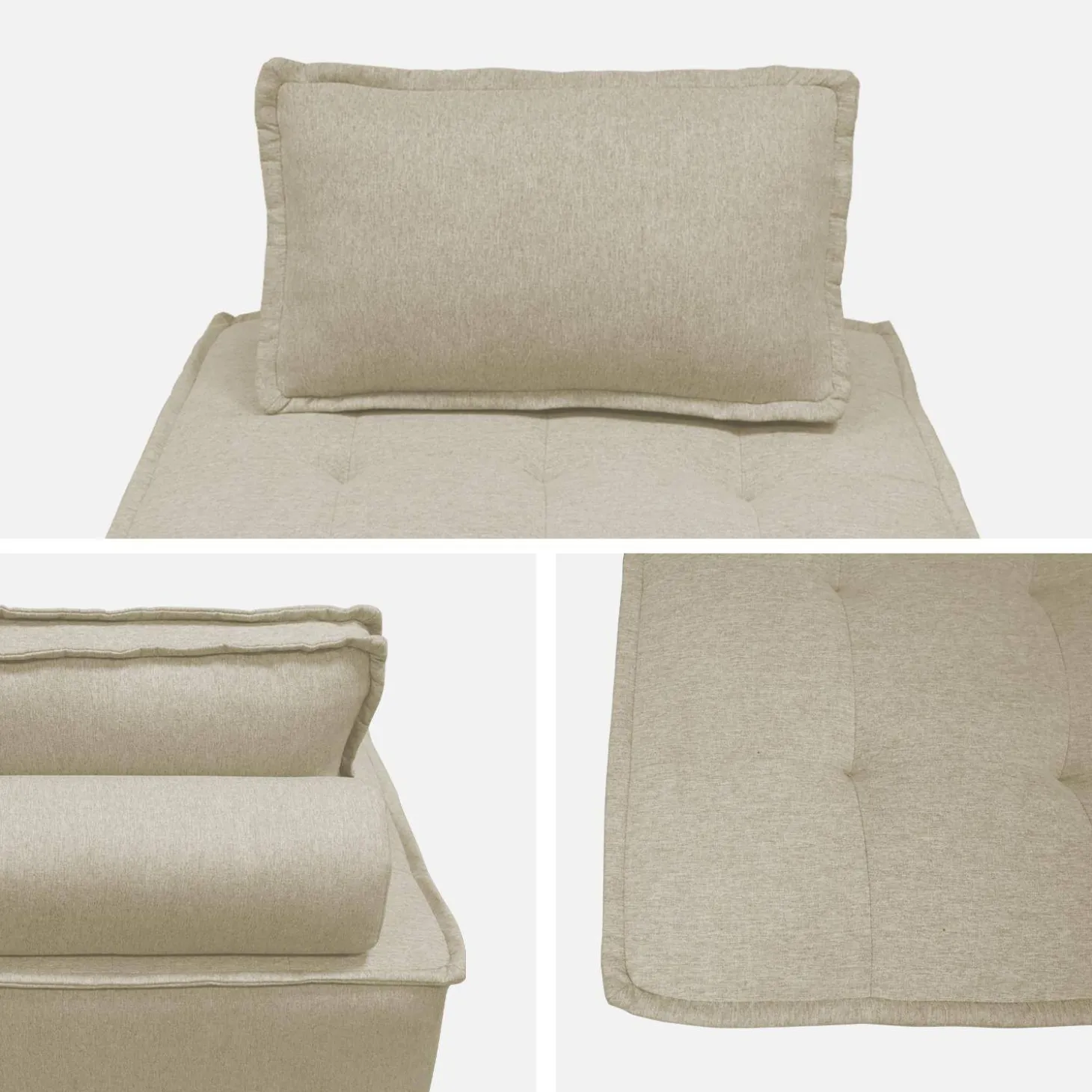 Módulo para sofá modular em tecido alcochoado, conjunto de 3