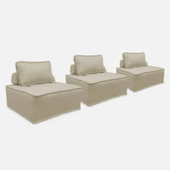 Módulo para sofá modular em tecido alcochoado, conjunto de 3