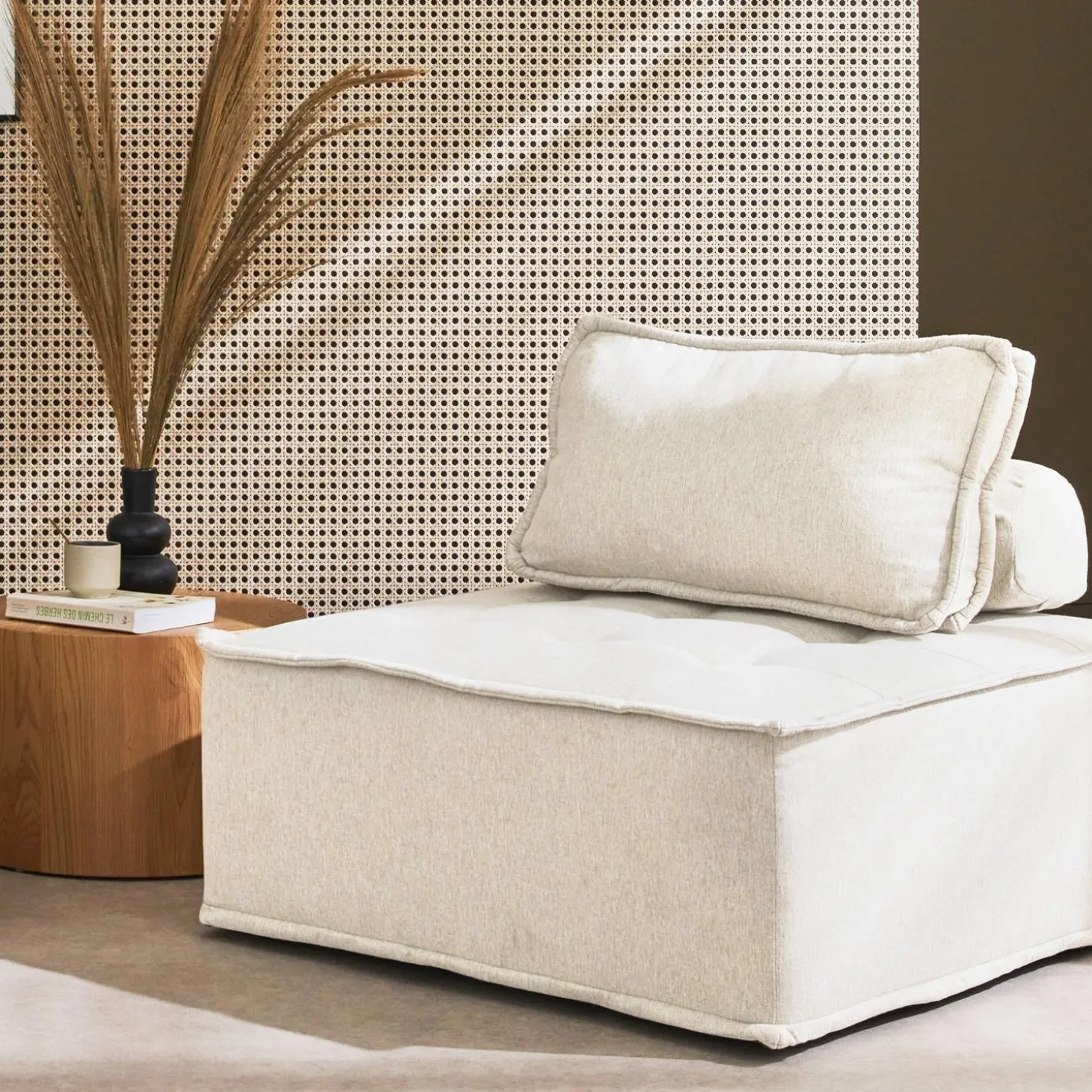 Módulo para sofá modular em tecido estofado
