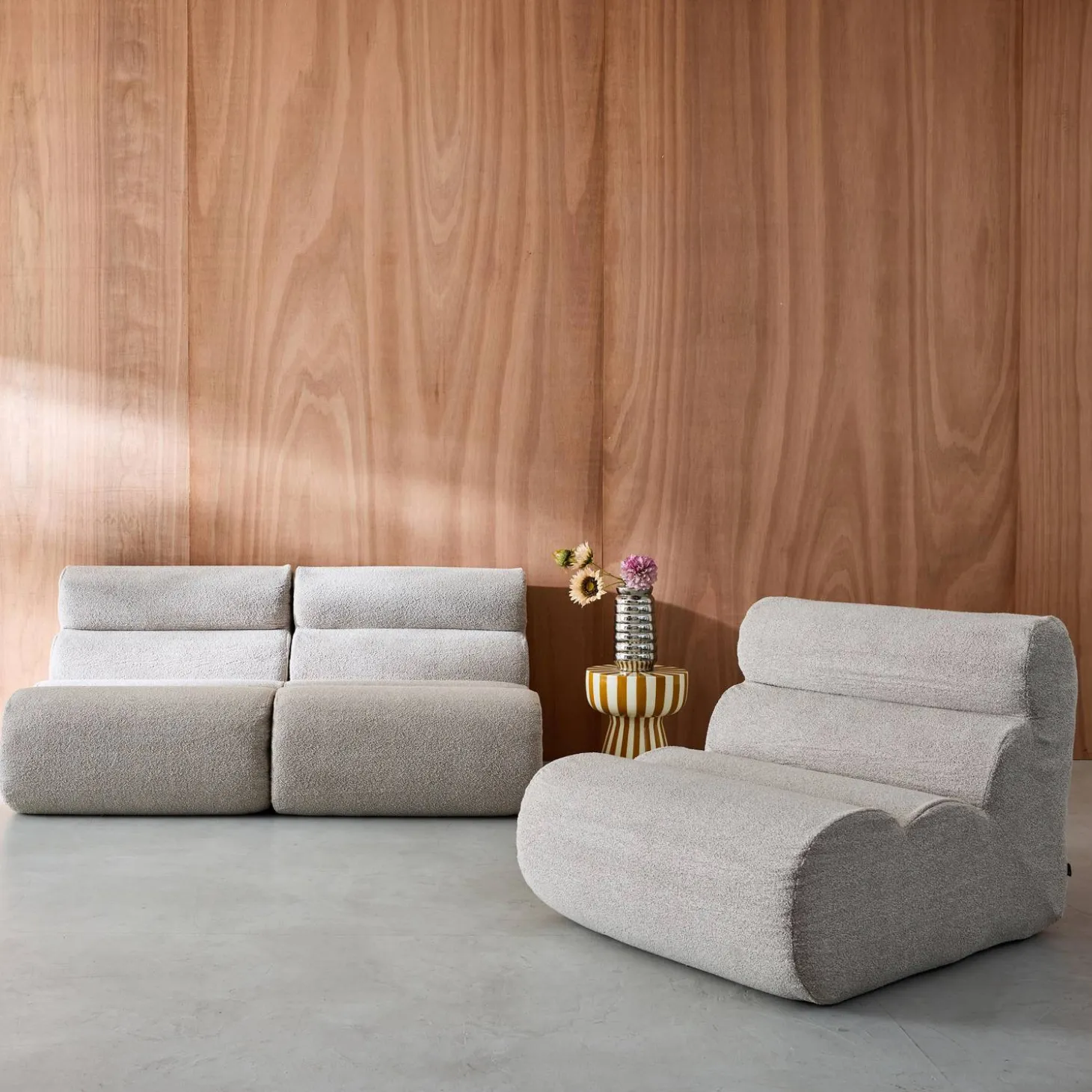 Módulo para sofá modular em tecido bouclé, set de 3