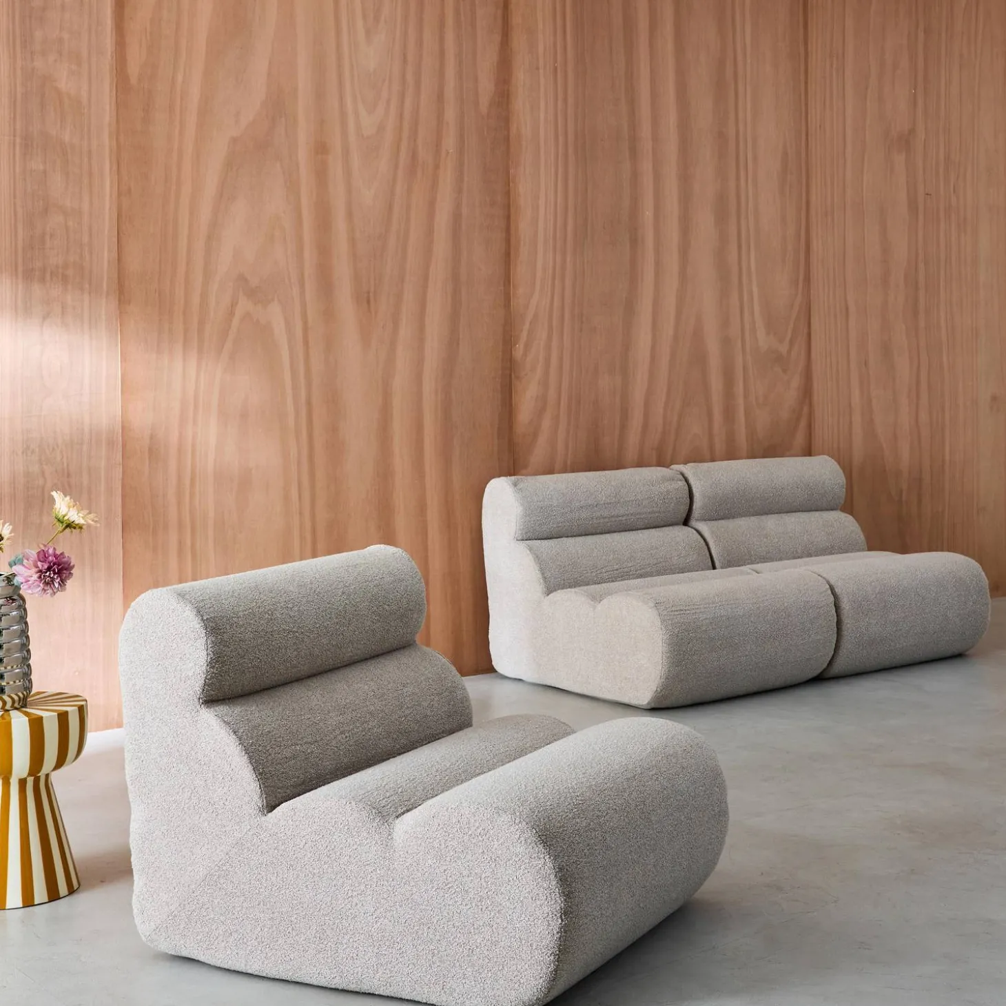 Módulo para sofá modular em tecido bouclé, set de 3