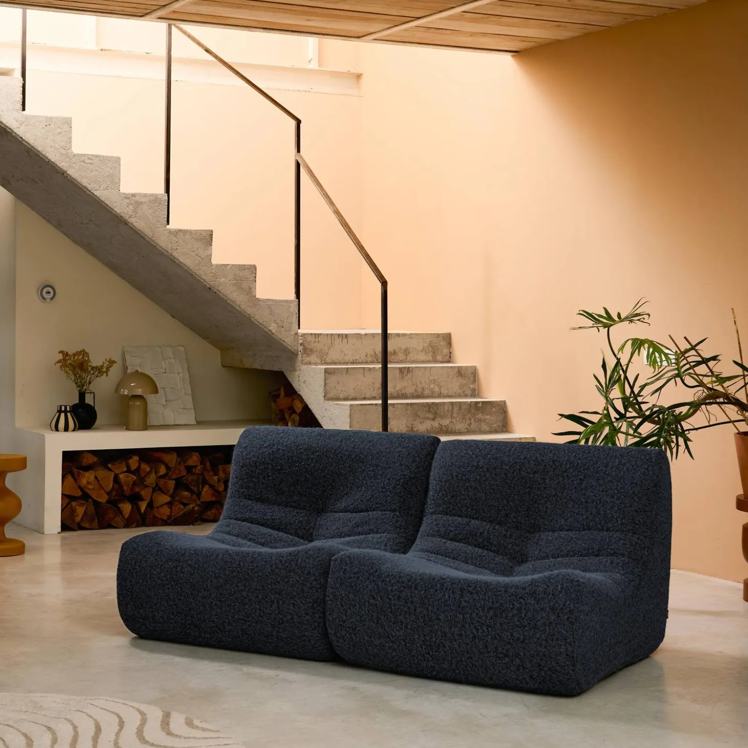 Módulo para sofá modular em tecido efeito alpaca, set de 2