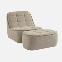 Módulo para sofá modular em tecido bouclé com apoio para os pés, 1 lugar