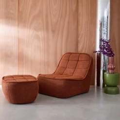 Módulo para sofá modular em tecido bouclé com apoio para os pés, 1 lugar