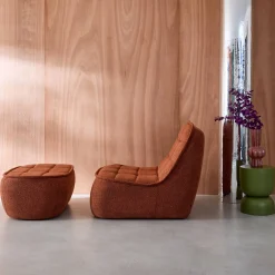 Módulo para sofá modular em tecido bouclé com apoio para os pés, 1 lugar