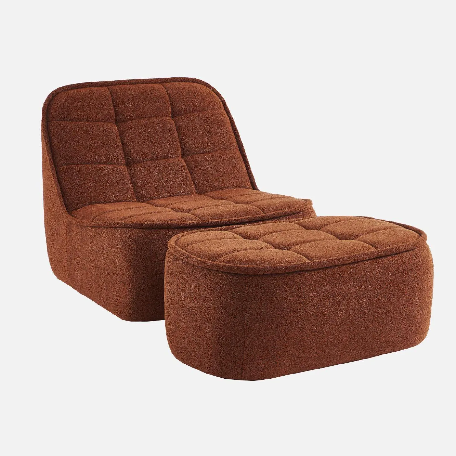 Módulo para sofá modular em tecido bouclé com apoio para os pés, 1 lugar