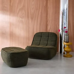 Módulo para sofá modular em tecido bouclé com apoio para os pés, 1 lugar