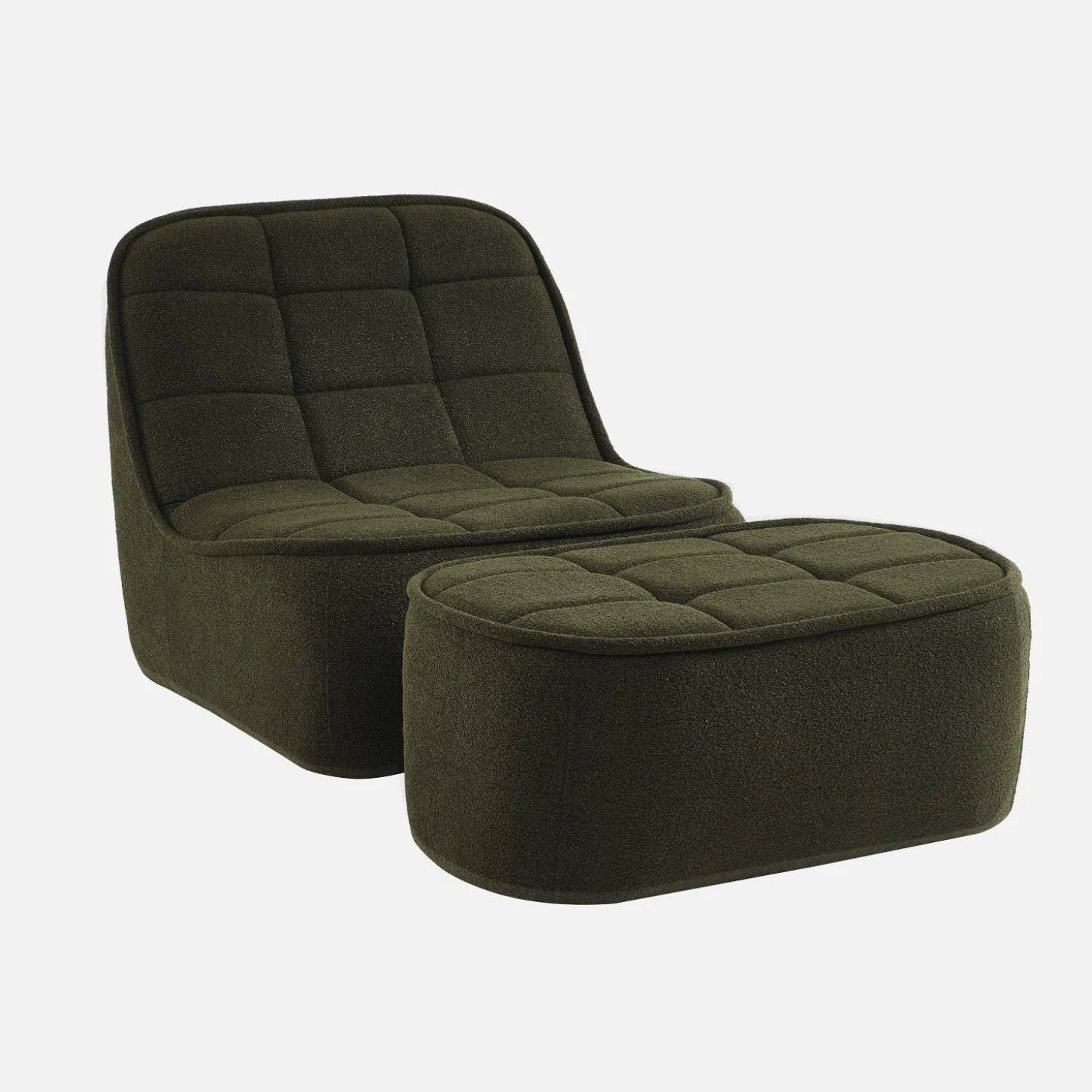 Módulo para sofá modular em tecido bouclé com apoio para os pés, 1 lugar