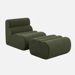 Módulo para sofá modular em tecido bouclé com apoio para os pés, 1 lugar