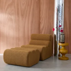 Módulo para sofá modular em tecido bouclé com apoio para os pés, 1 lugar