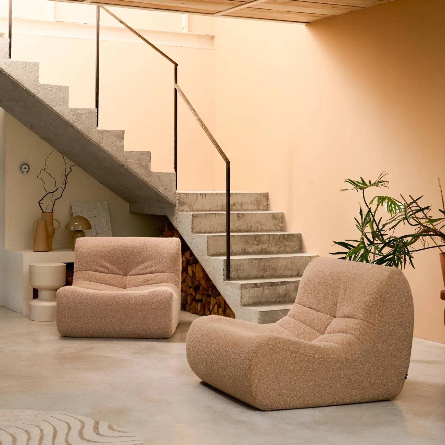 Módulo para sofá modular em tecido efeito alpaca, set de 2