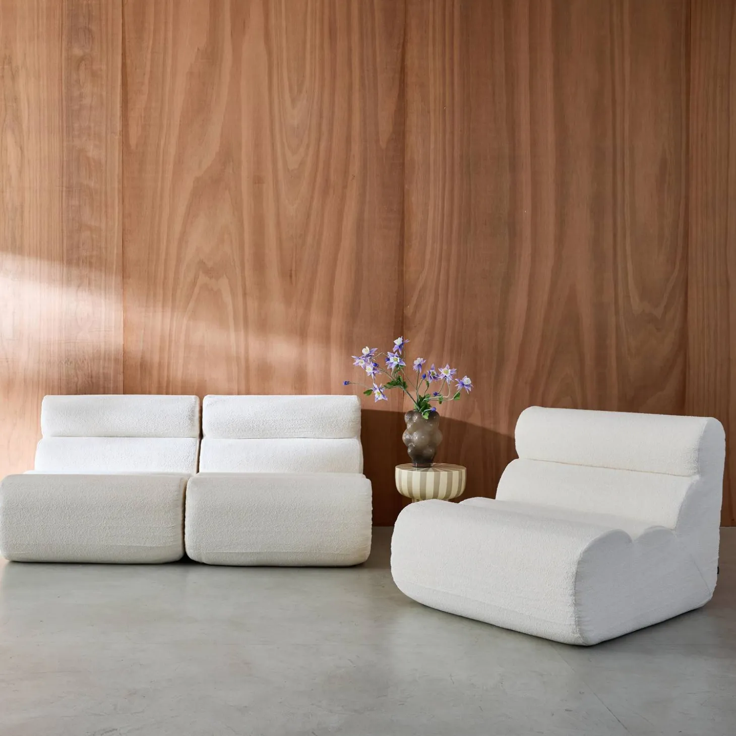 Módulo para sofá modular em tecido bouclé, set de 3