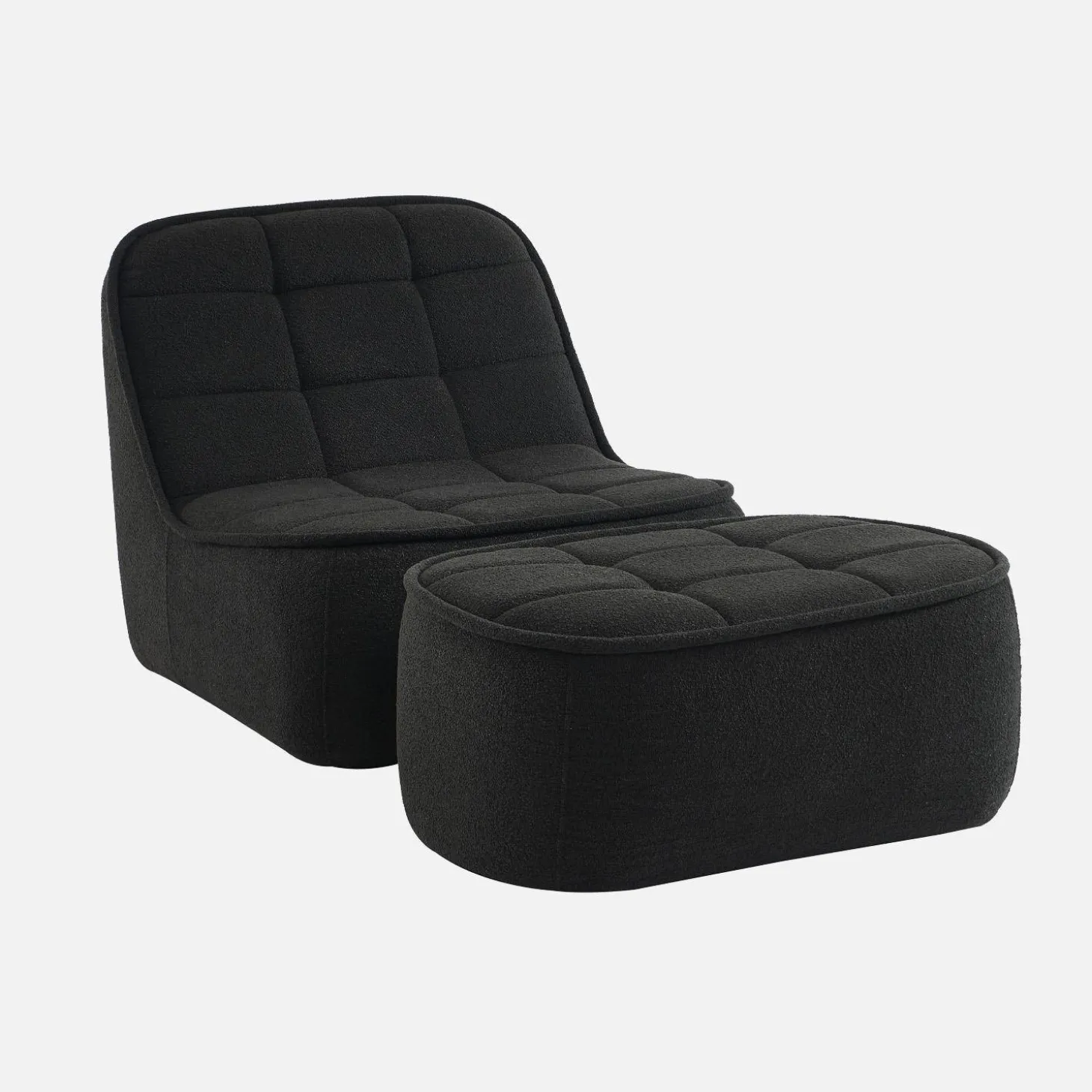 Módulo para sofá modular em tecido bouclé com apoio para os pés, 1 lugar