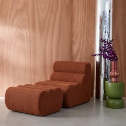 Módulo para sofá modular em tecido bouclé com apoio para os pés, 1 lugar