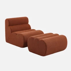 Módulo para sofá modular em tecido bouclé com apoio para os pés, 1 lugar