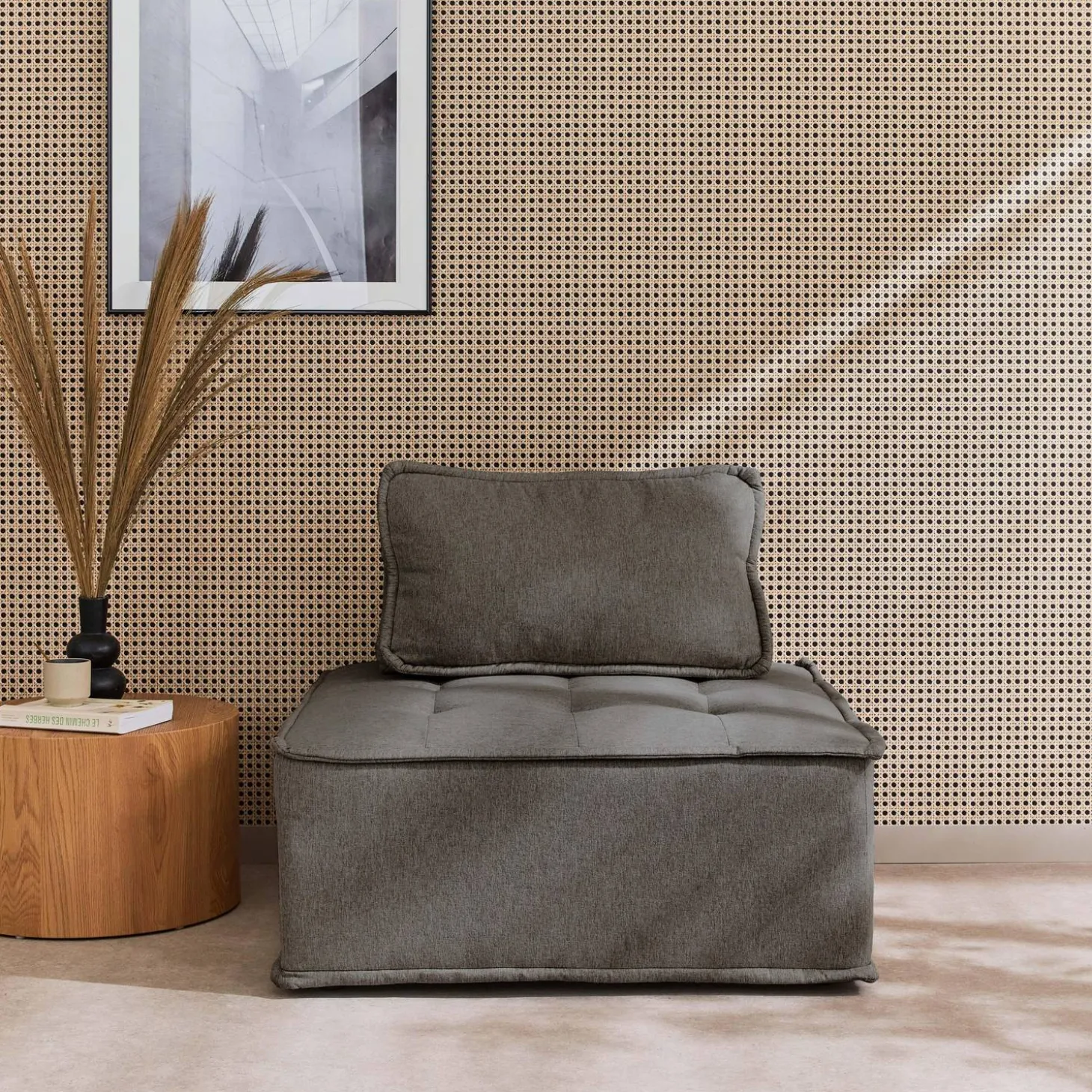 Módulo para sofá modular em tecido estofado