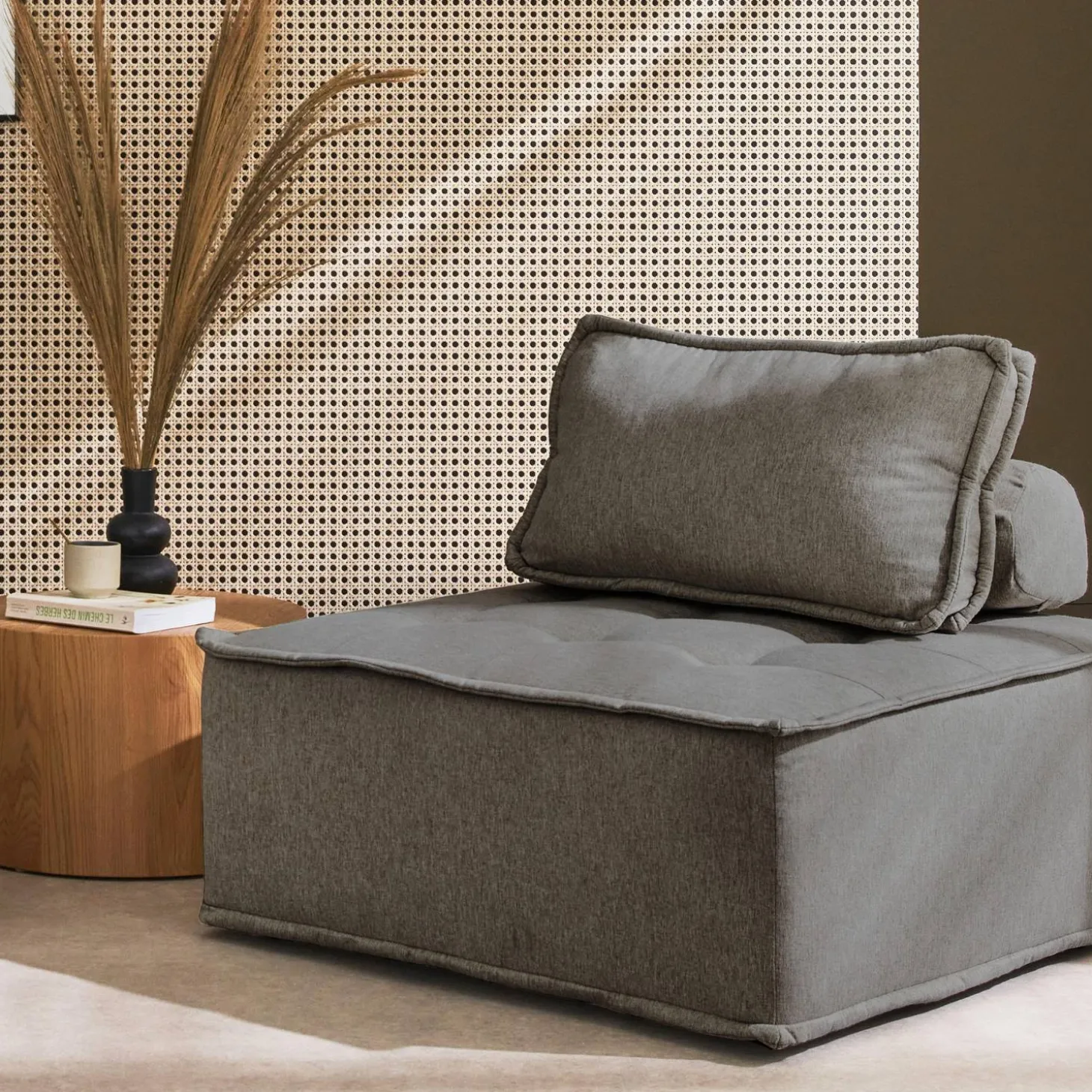 Módulo para sofá modular em tecido estofado