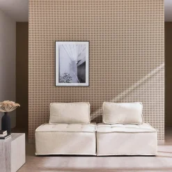 Módulo para sofá modular em tecido alcochoado, conjunto de 2