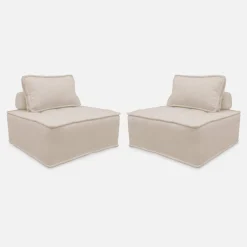 Módulo para sofá modular em tecido alcochoado, conjunto de 2