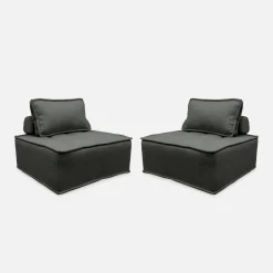 Módulo para sofá modular em tecido alcochoado, conjunto de 2