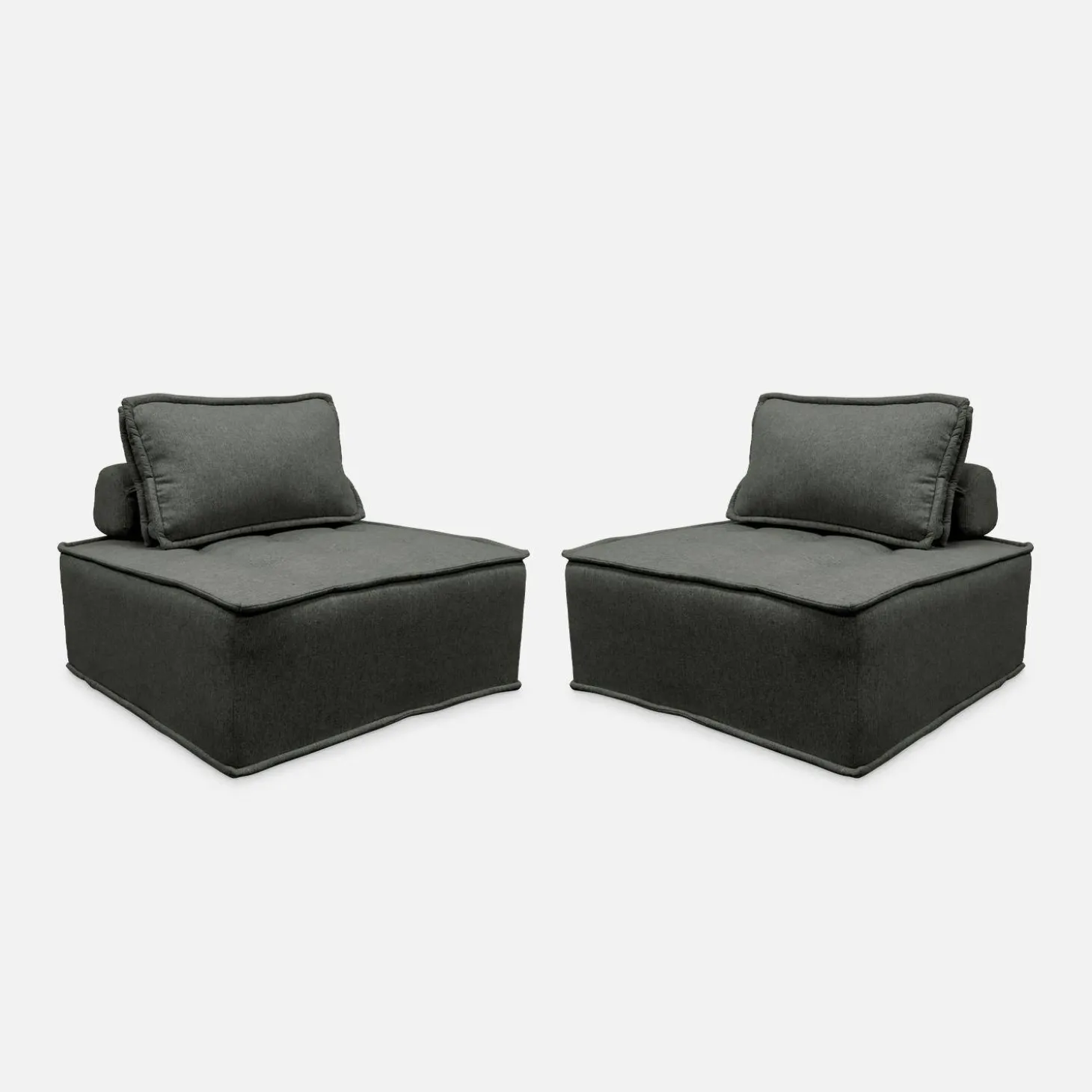 Módulo para sofá modular em tecido alcochoado, conjunto de 2