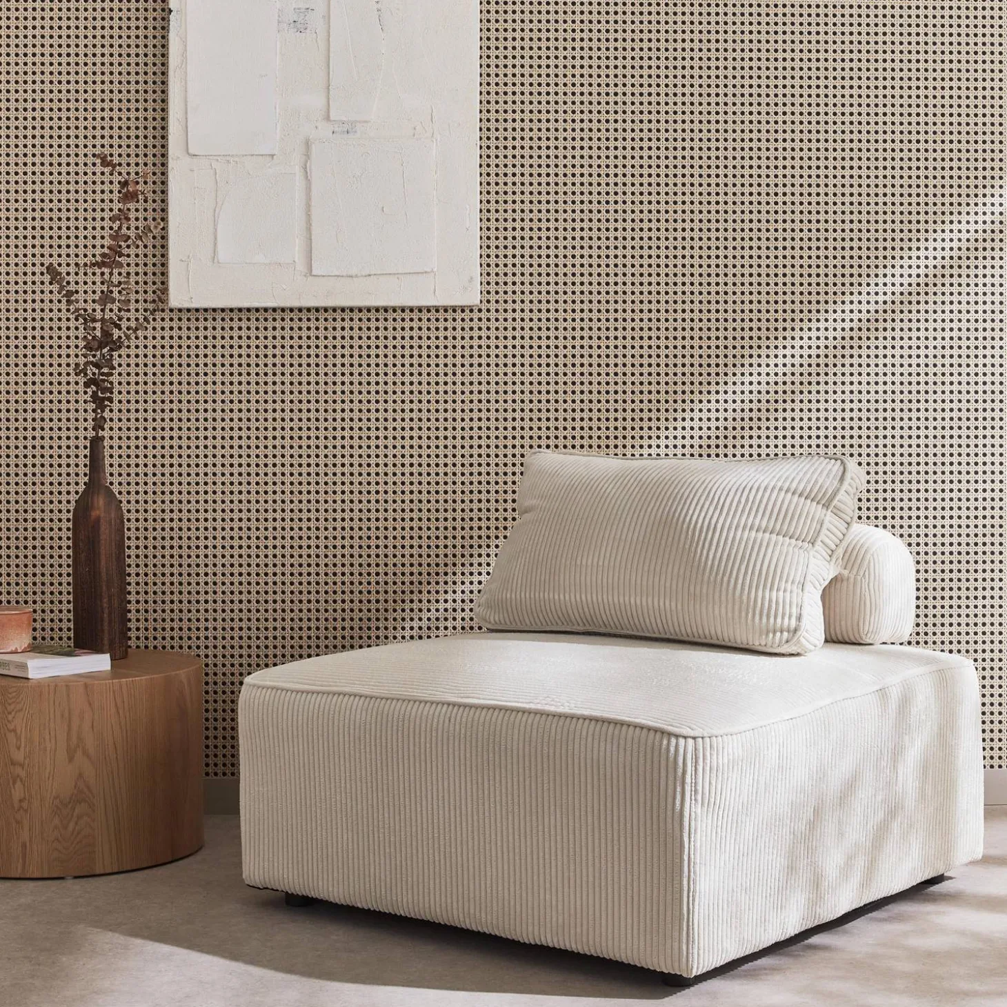 Módulo para sofá modular em veludo canelado