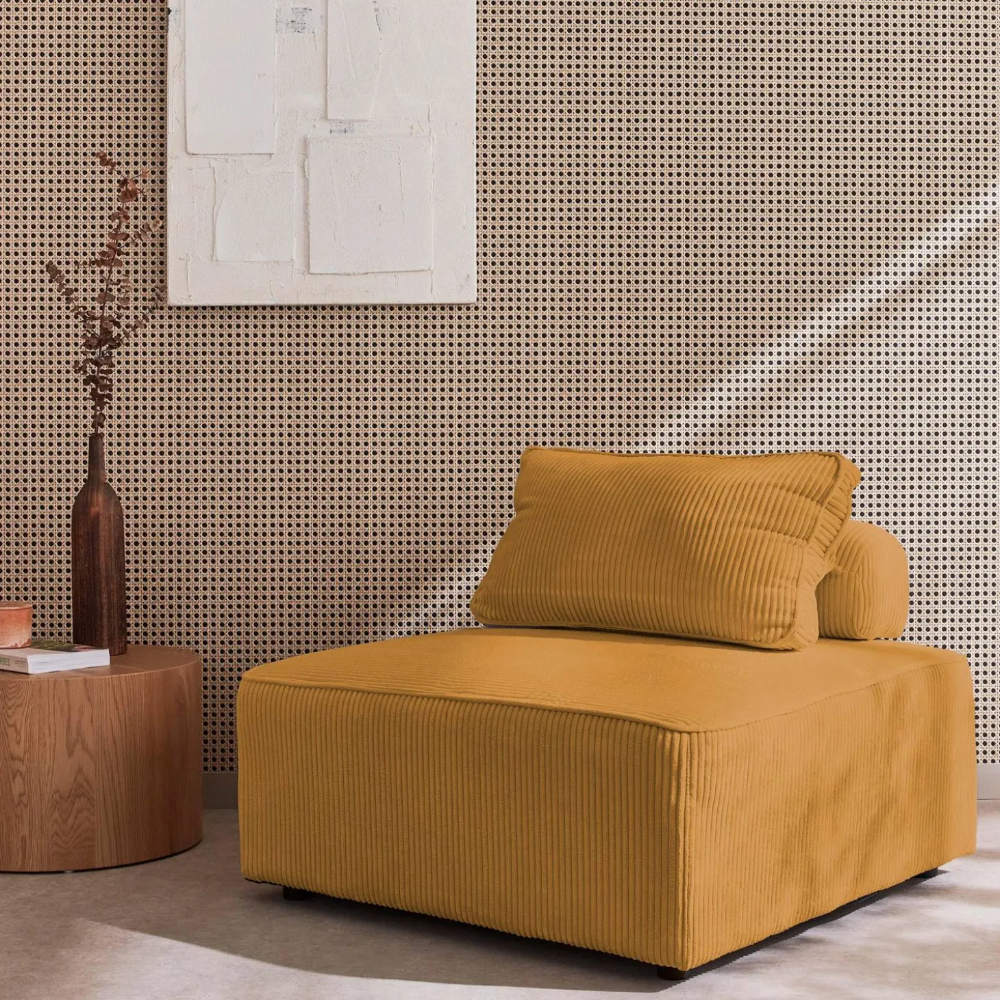 Módulo para sofá modular em veludo canelado