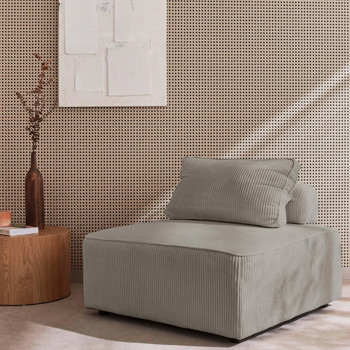 Módulo para sofá modular em veludo canelado