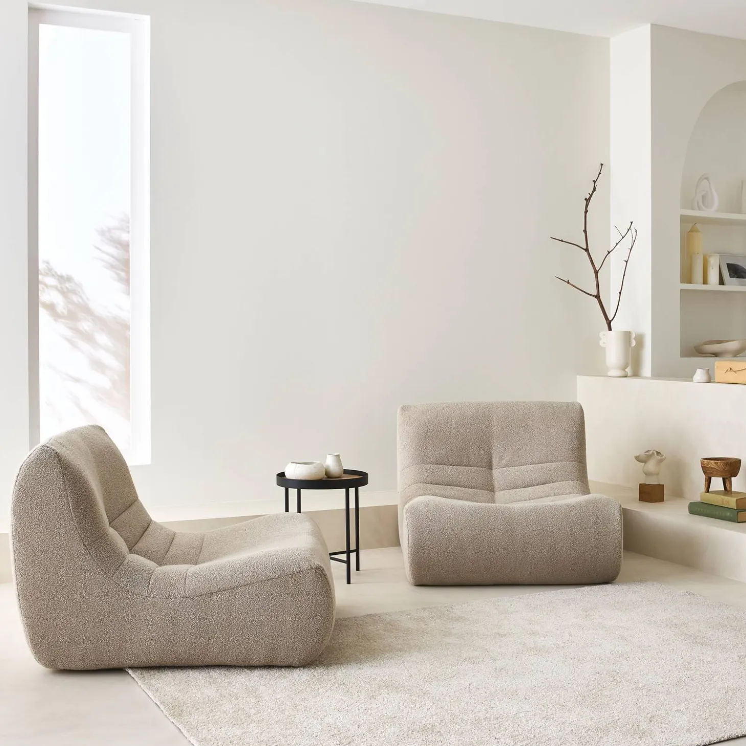 Módulos para sofá modular em tecido bouclé, 2 lugares