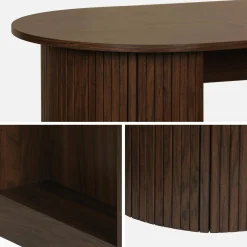 Mesa alta de cozinha decorada em madeira com armazenamento
