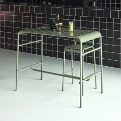 Mesa alta de jardim bistrô em aço, 4 lugares, 120cm