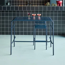 Mesa alta de jardim bistrô em aço, 4 lugares, 120cm